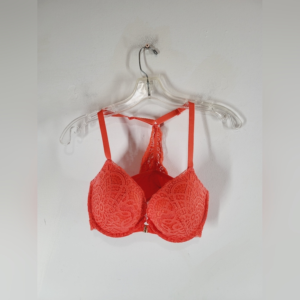 Auden Lace Wired Bra In Bright Coral, Size 32d